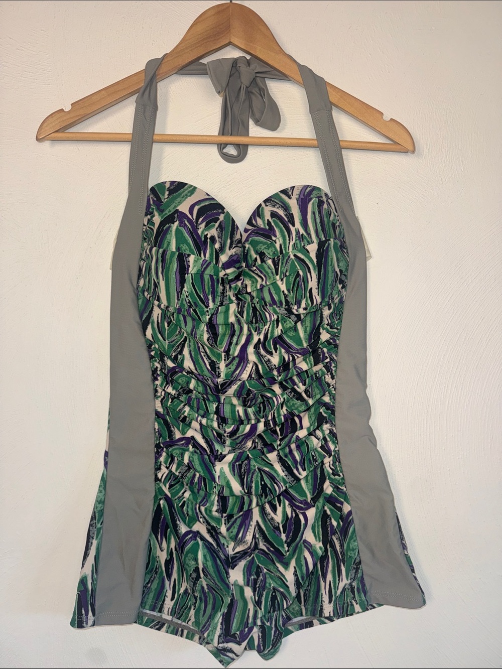 Jaclyn Smith Green, Purple & Gray One-Piece Swimsuit